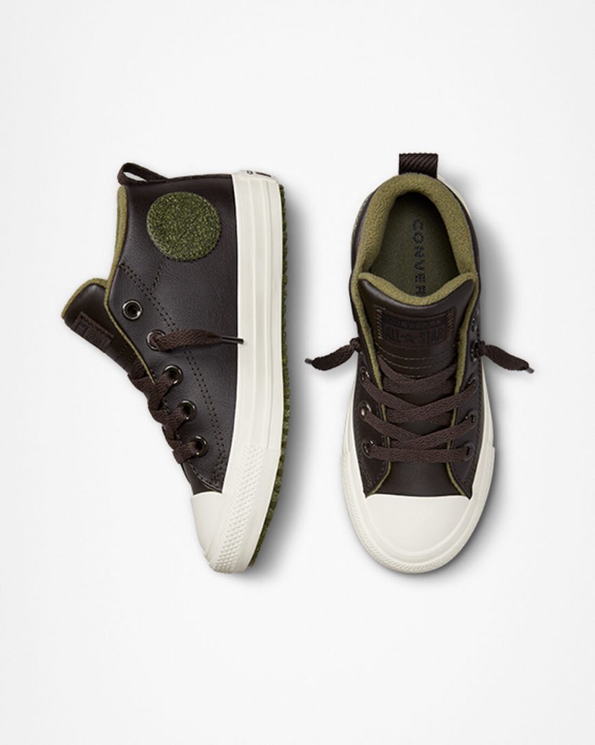 Boys' Converse Chuck Taylor All Star Street Boot Leather High Top Shoes Brown | AU 4930CP